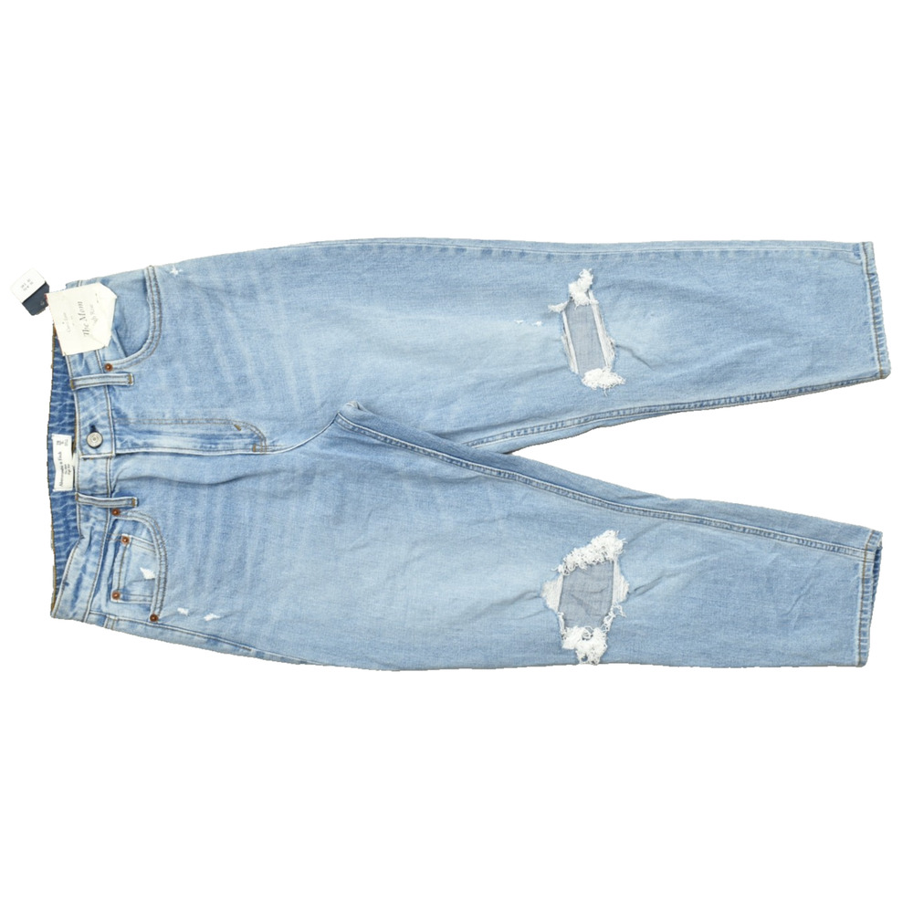 Abercrombie & Fitch Light Blue Distressed Straight Leg Jeans